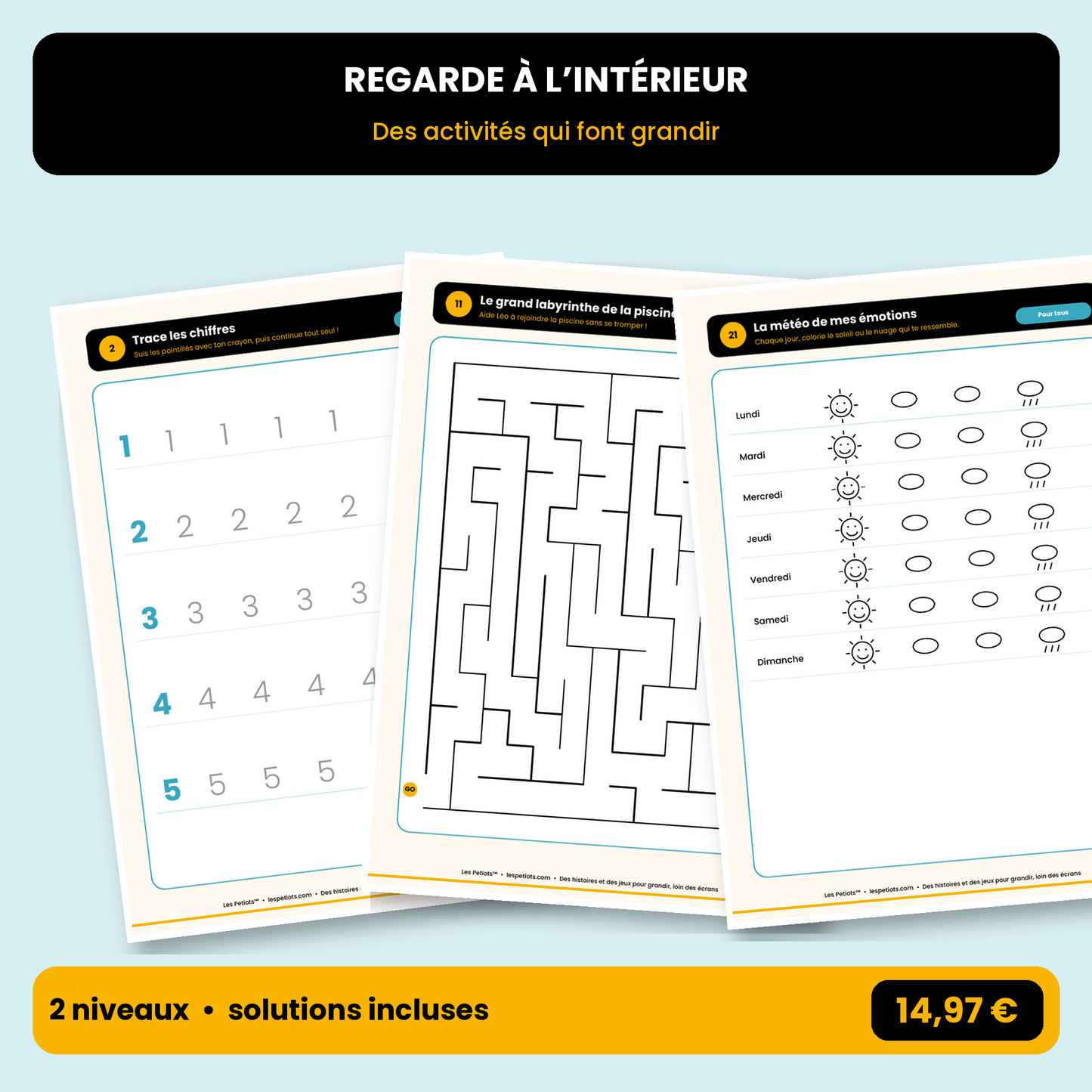 Aperçu des pages intérieures du cahier de vacances