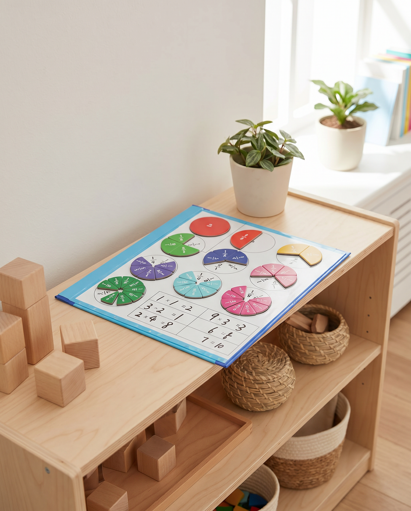 Livre fractions étagère Montessori