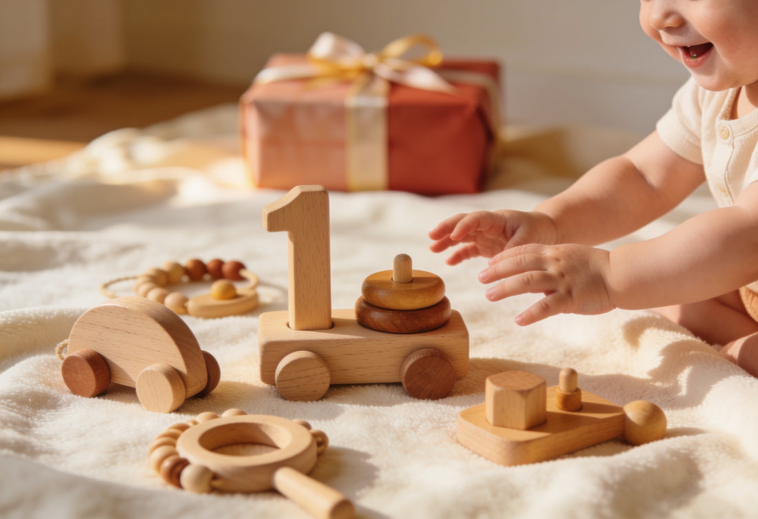 Idée cadeau 1 an — jouets d'éveil Montessori en bois
