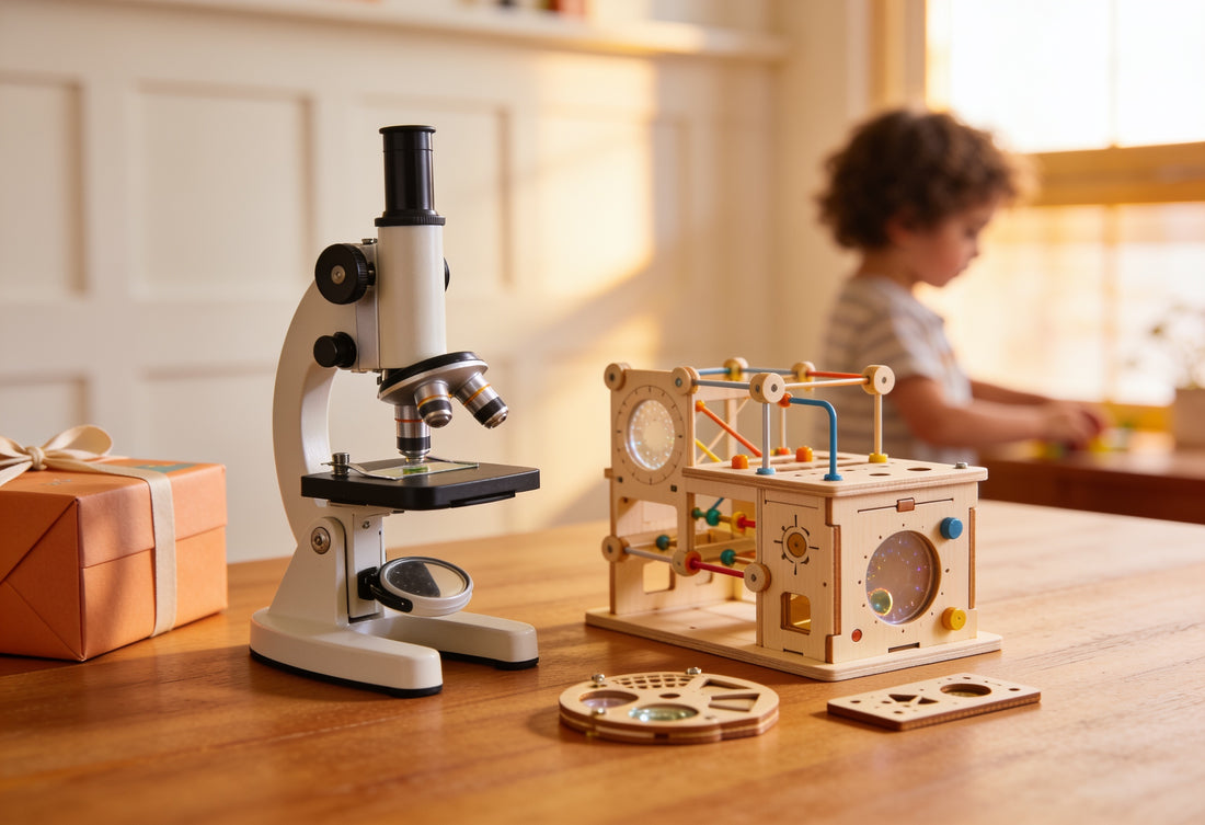 Cadeau scientifique enfant 8-12 ans — microscope et kit STEM