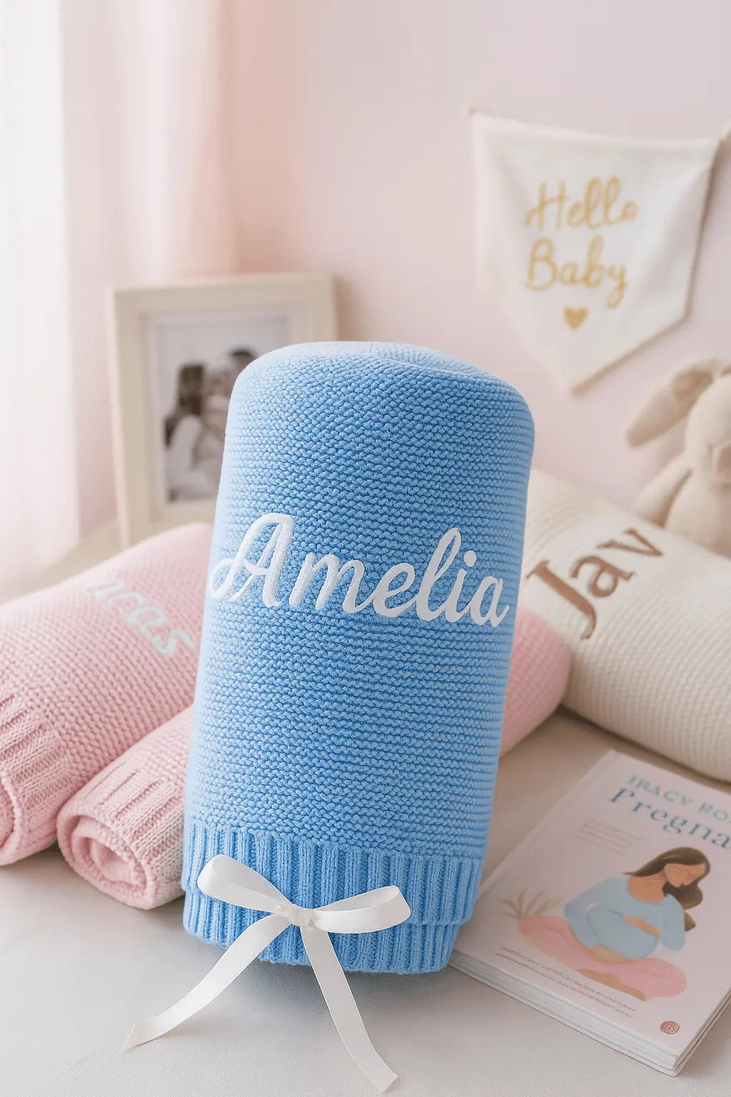 Pack Cadeau Naissance Premium - Couverture doudou personnalisée prénom brodé - Les Petiots