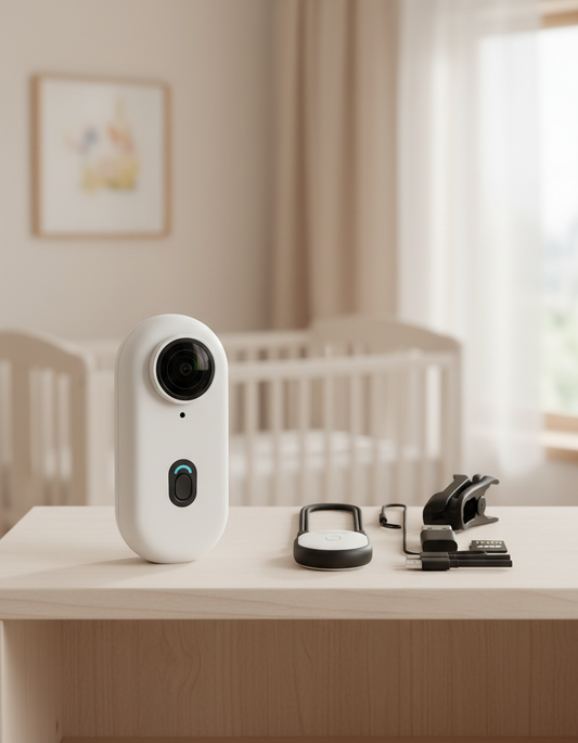 Caméra de surveillance bébé posée sur une étagère dans une chambre d'enfant — Les Petiots