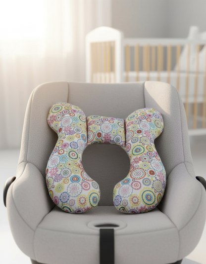 Tour de cou bébé de voyage posé sur un siège auto — Les Petiots