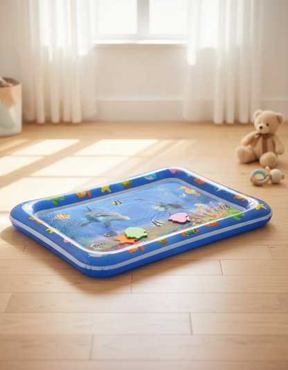 Tapis d'eau bébé éveil sensoriel dans une chambre lumineuse — Les Petiots