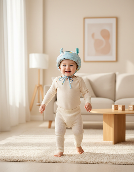 Casque de protection bébé — scène premium