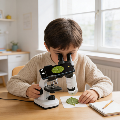 Microscope Enfant 60-180x — Kit Scientifique Découverte Nature 6-12 ans | Les Petiots™