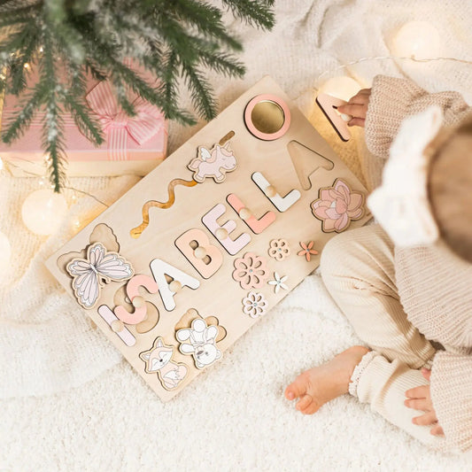 Pack Cadeau Naissance Premium - Puzzle prénom personnalisé bois Montessori - Les Petiots