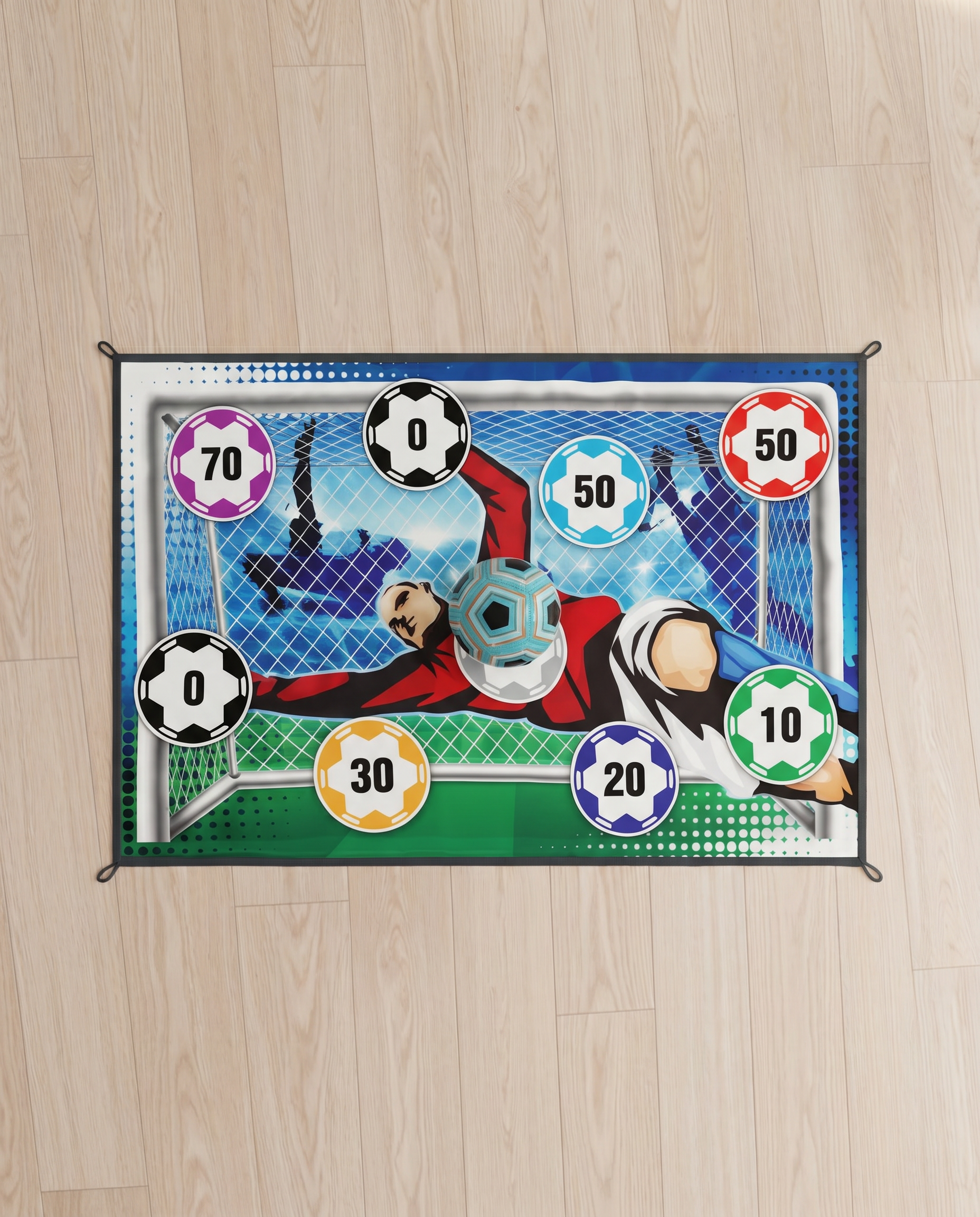 Tapis football flat-lay