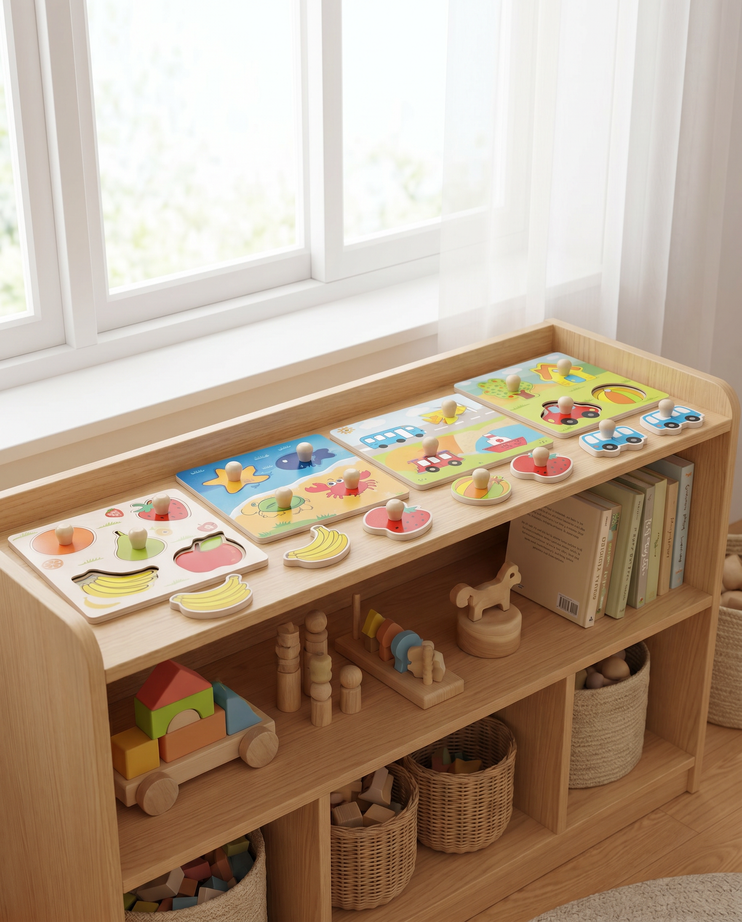 Puzzle bébé Montessori étagère