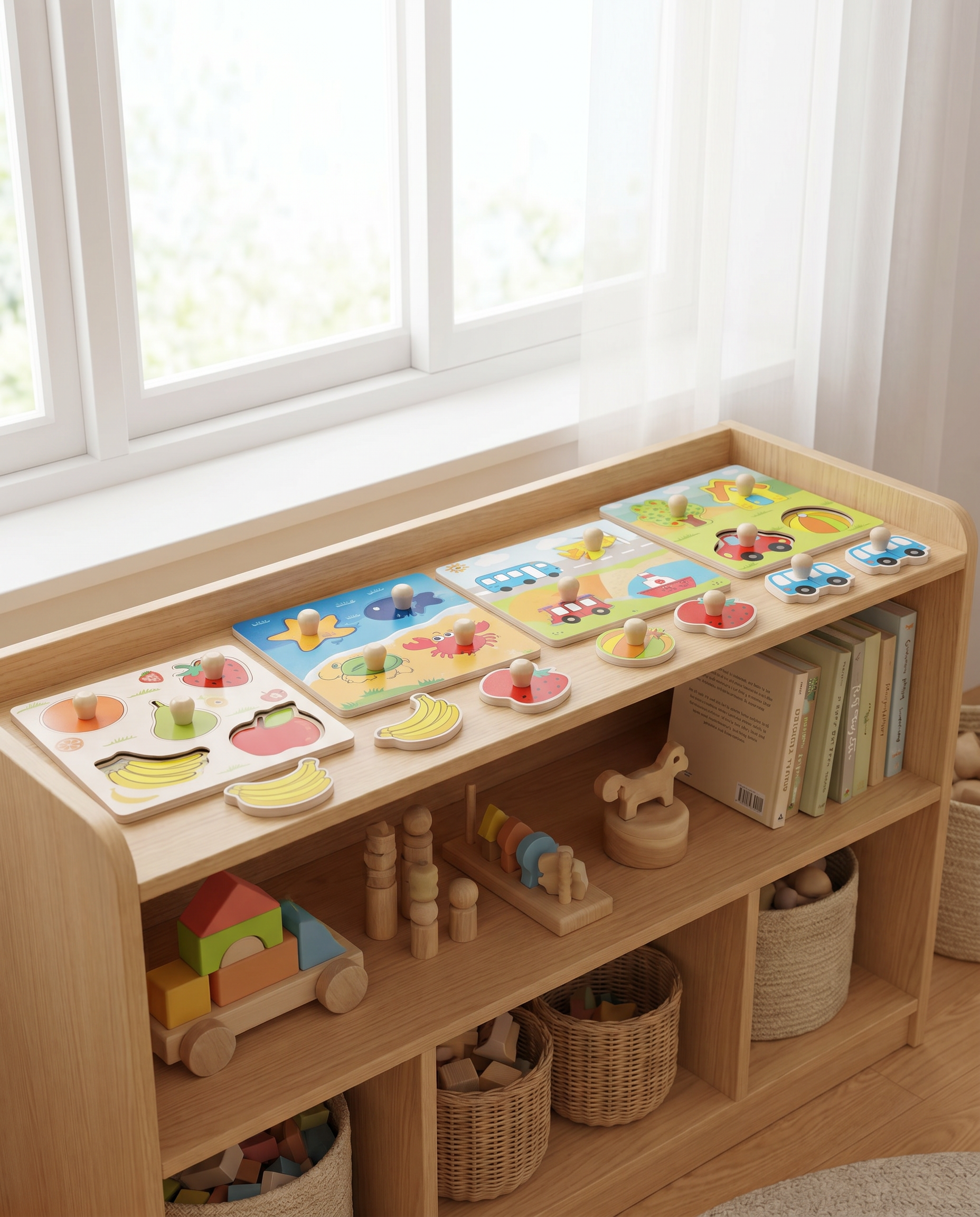 Puzzle bébé Montessori étagère