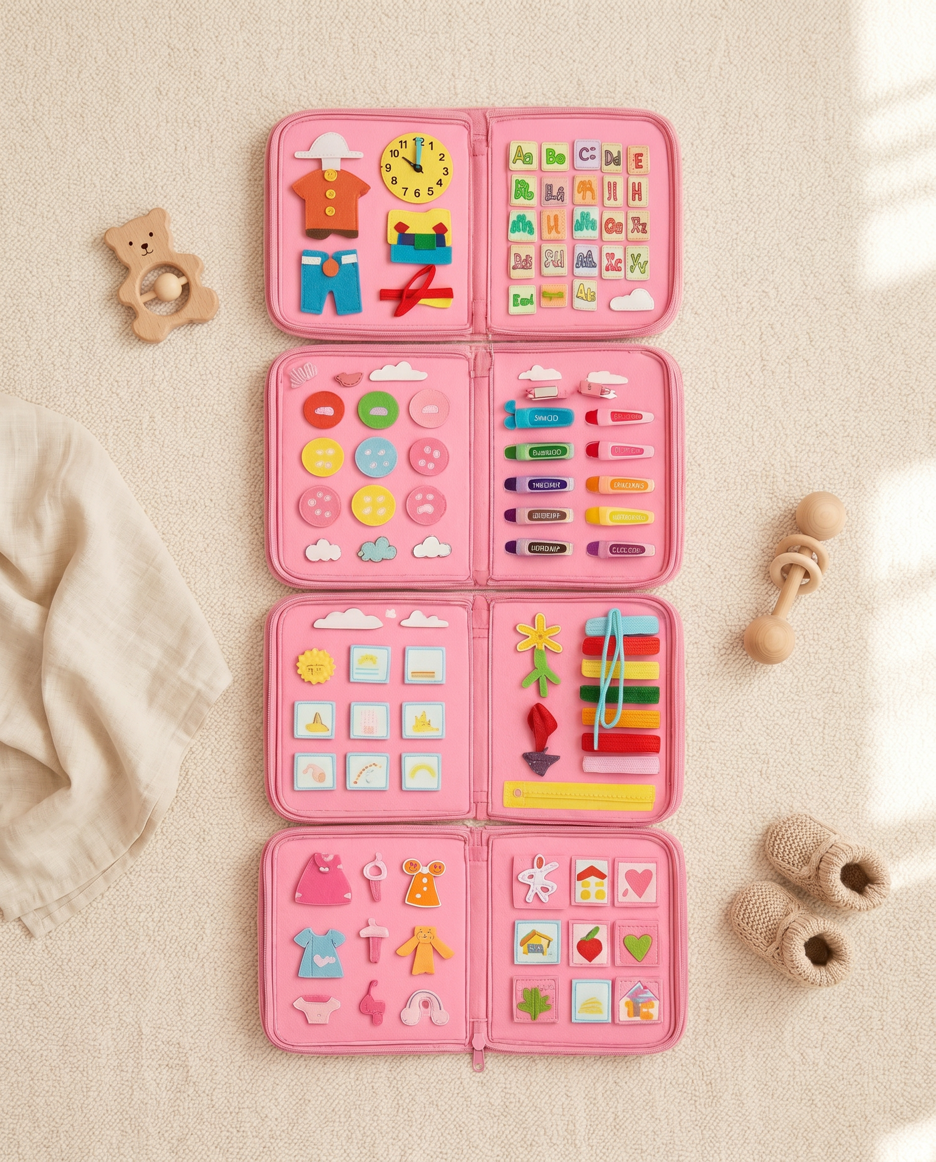 Jeux motricité flat-lay