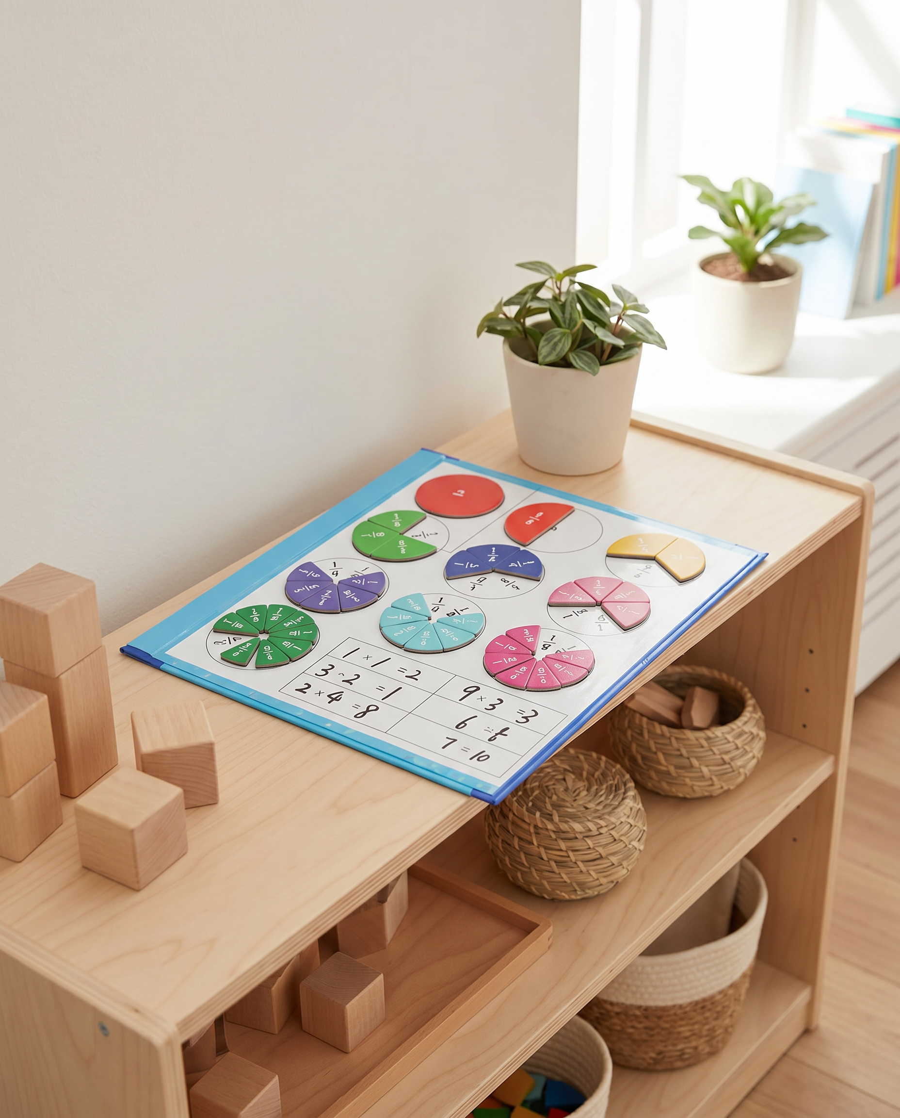 Livre fractions étagère Montessori