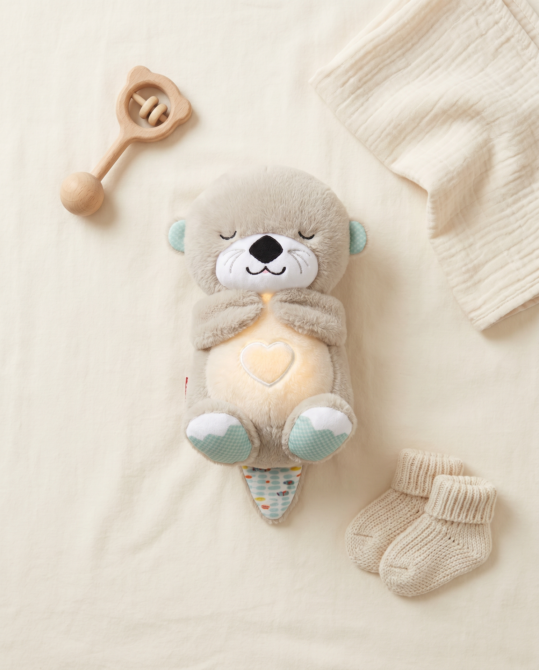 Peluche veilleuse flat-lay