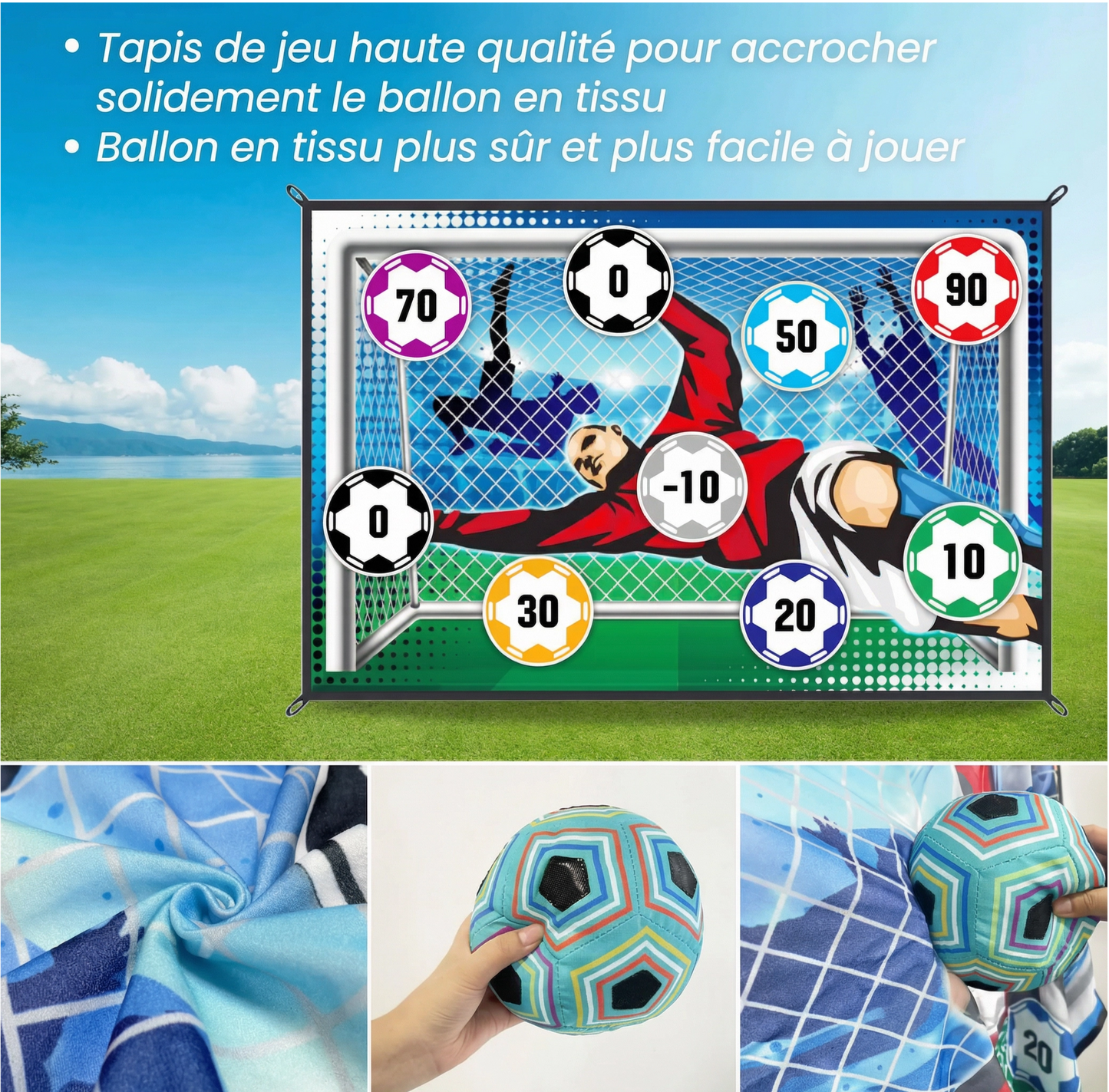 Tapis de Football Adhérent pour Enfants - Entraînement Intérieur et Extérieur